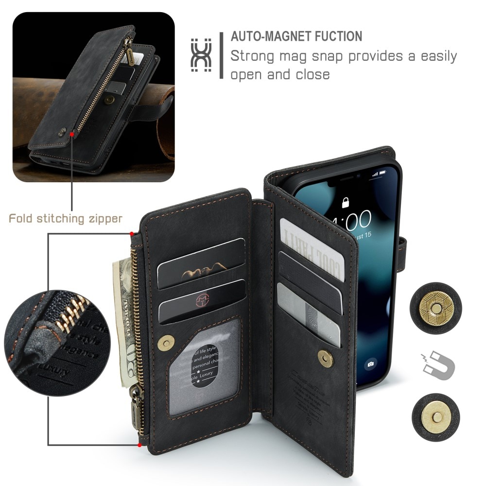 Zipper Plånboksfodral iPhone 13 svart