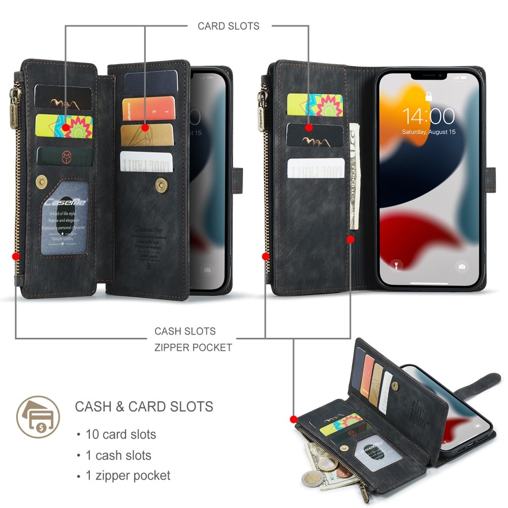 Zipper Plånboksfodral iPhone 13 Pro Max svart