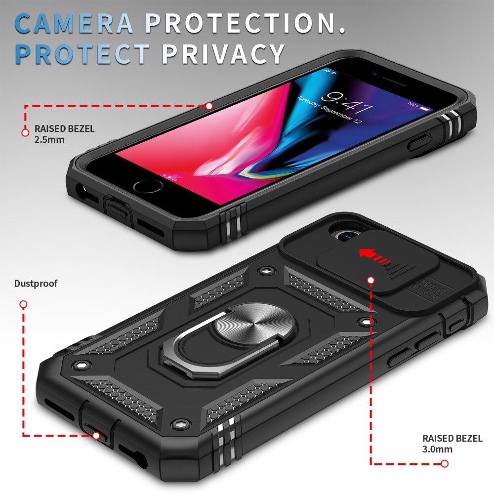Hybridskal Ring + Kameraskydd Apple iPhone SE 2020/iPhone SE 2022/iPhone 8/iPhone 7 Svart
