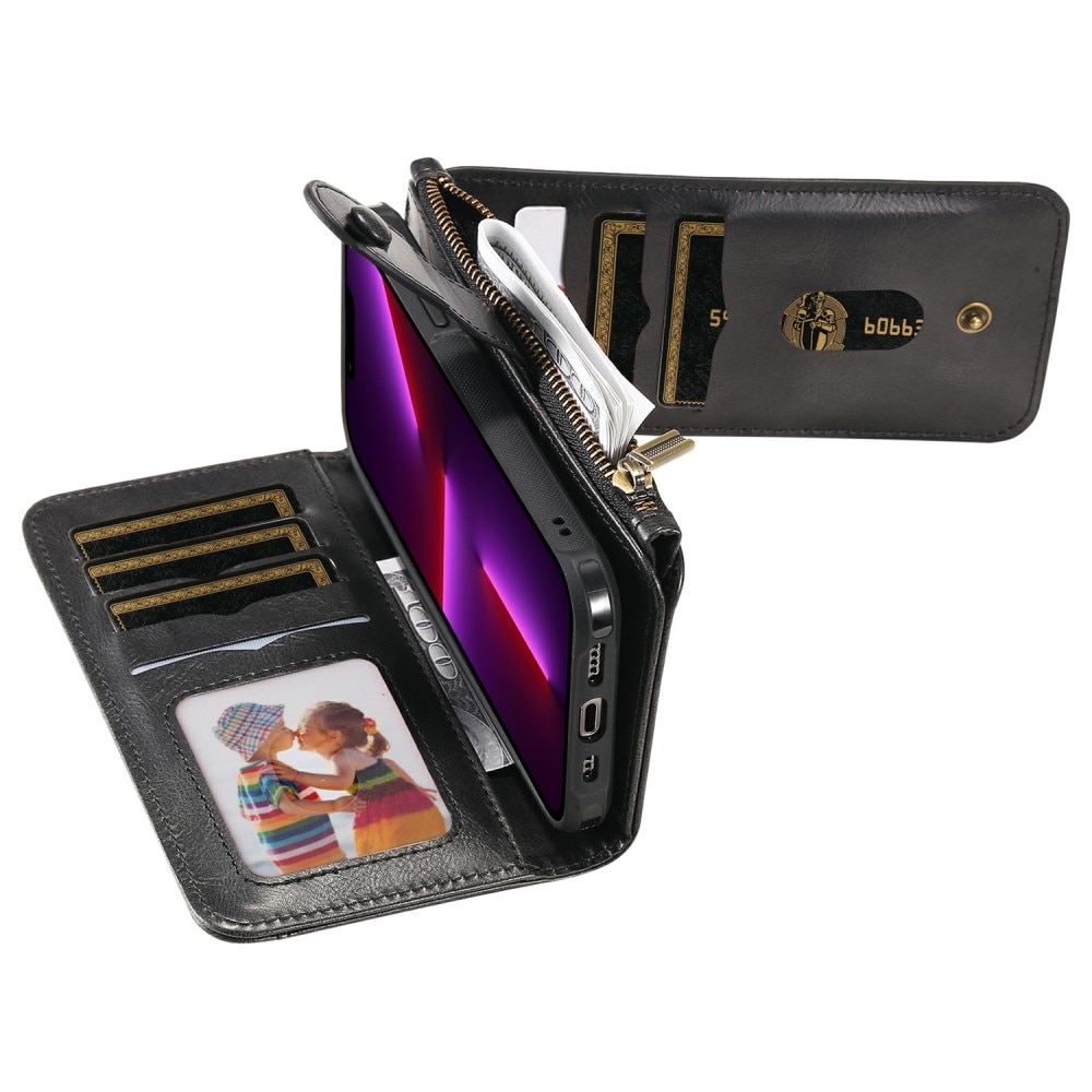 Magnet Leather Multi-Wallet iPhone 13 Pro svart