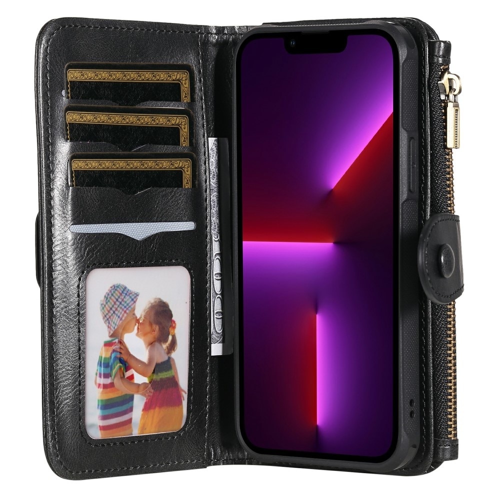 Magnet Leather Multi-Wallet iPhone 13 Pro svart