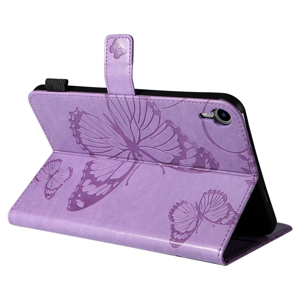 Läderfodral Fjärilar iPad Mini 6 2021 lila