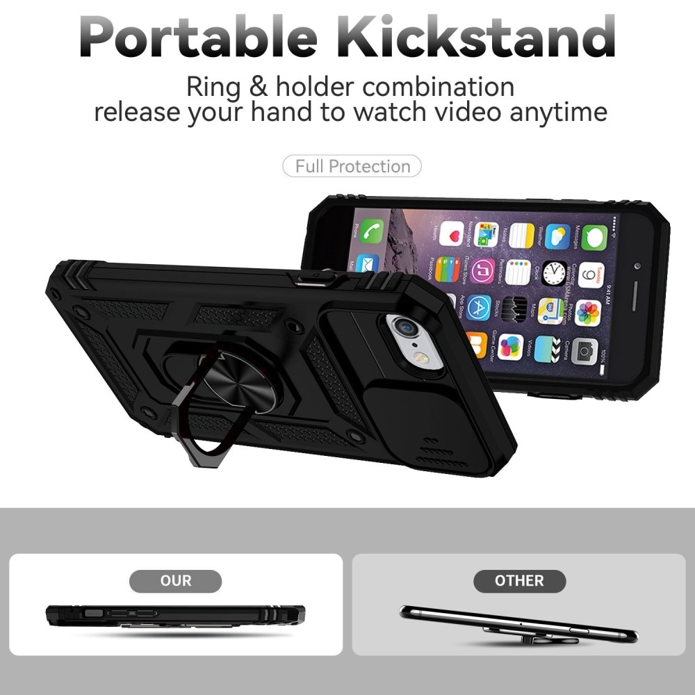 Hybridskal Ring + Kameraskydd iPhone 7 Svart