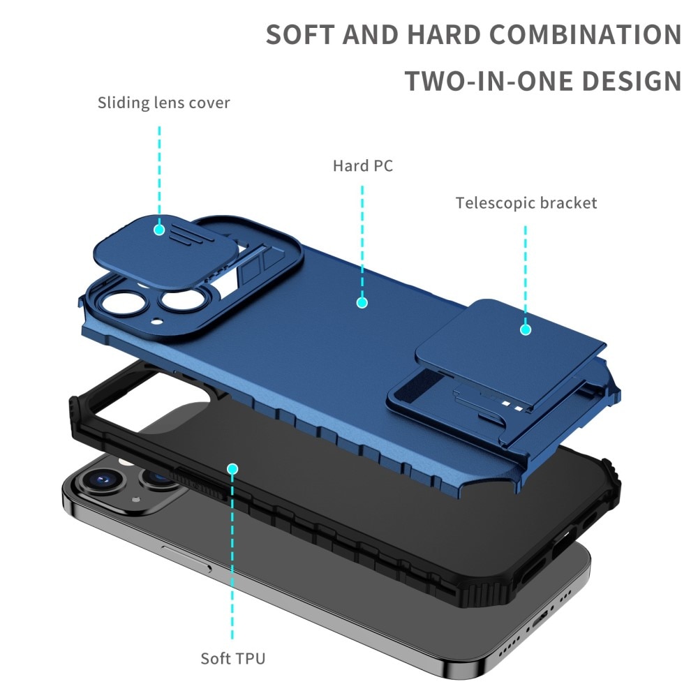 iPhone 13 Pro Kickstand Skal Kameraskydd blå