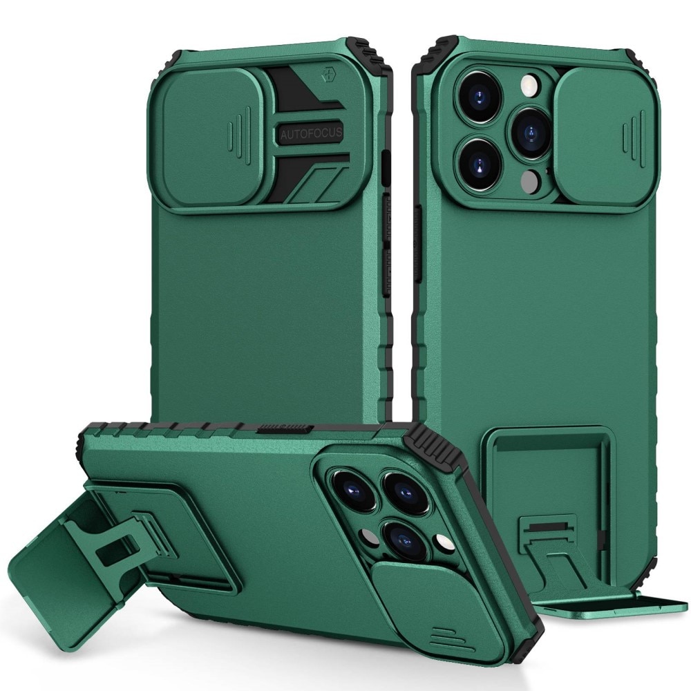 iPhone 13 Pro Kickstand Skal Kameraskydd grön
