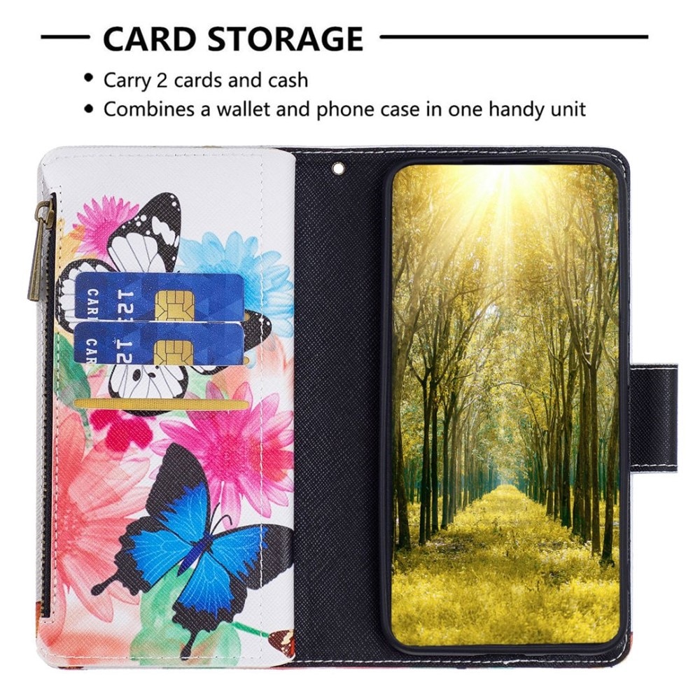 Plånboksväska iPhone 14 sommarfjärilar