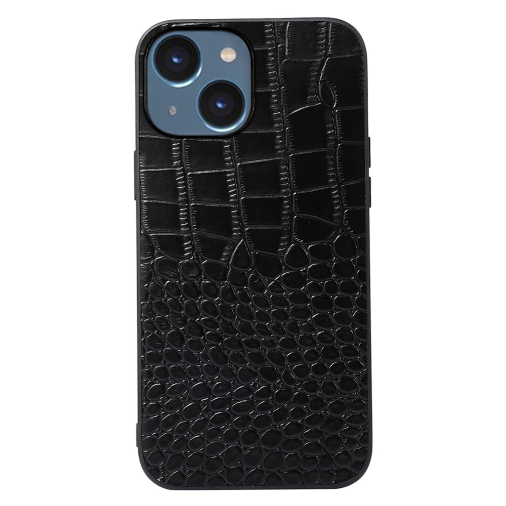 Skal Äkta Läder Krokodil iPhone 14 svart