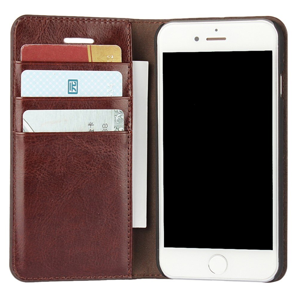 Mobilfodral Äkta Läder iPhone 8 Mörkbrun