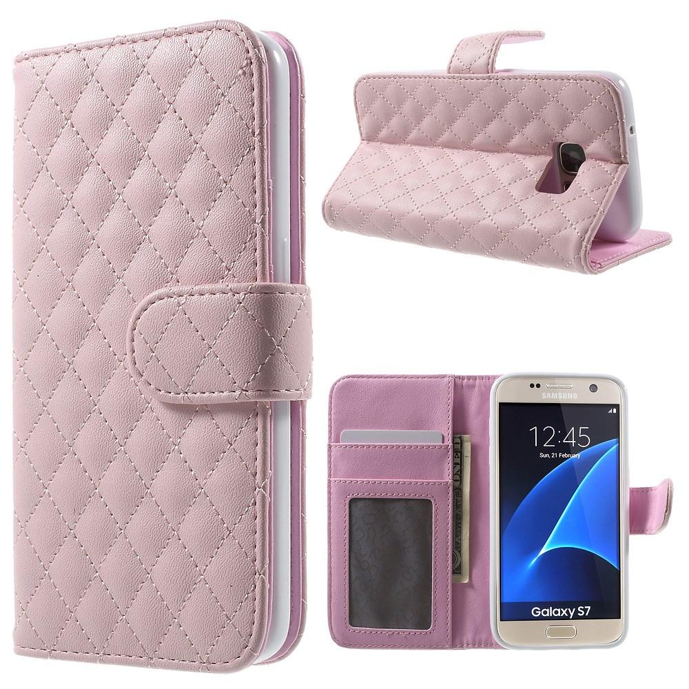 Plånboksfodral Samsung Galaxy S7 Quilted rosa