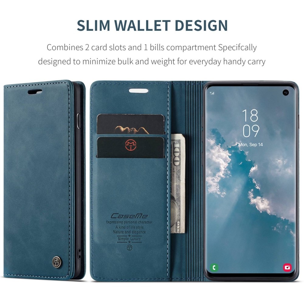 Slim Plånboksfodral Samsung Galaxy S10 Blå