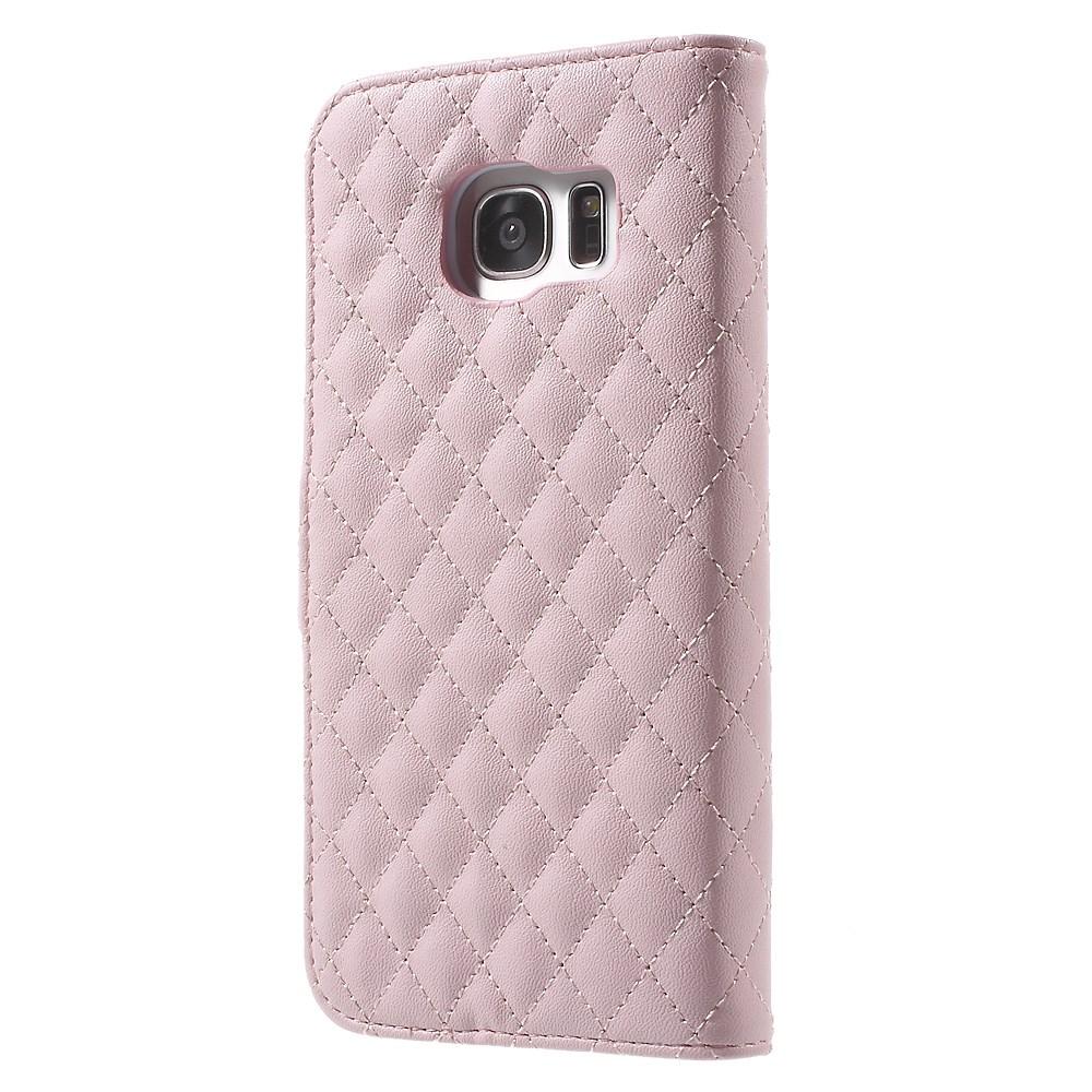 Plånboksfodral Samsung Galaxy S7 Edge Quilted rosa