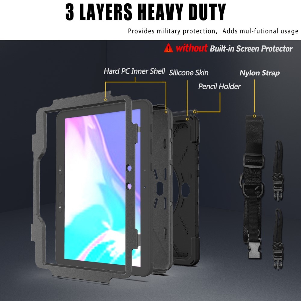 Stöttåligt Hybridskal med axelrem Samsung Galaxy Tab Active4 Pro svart