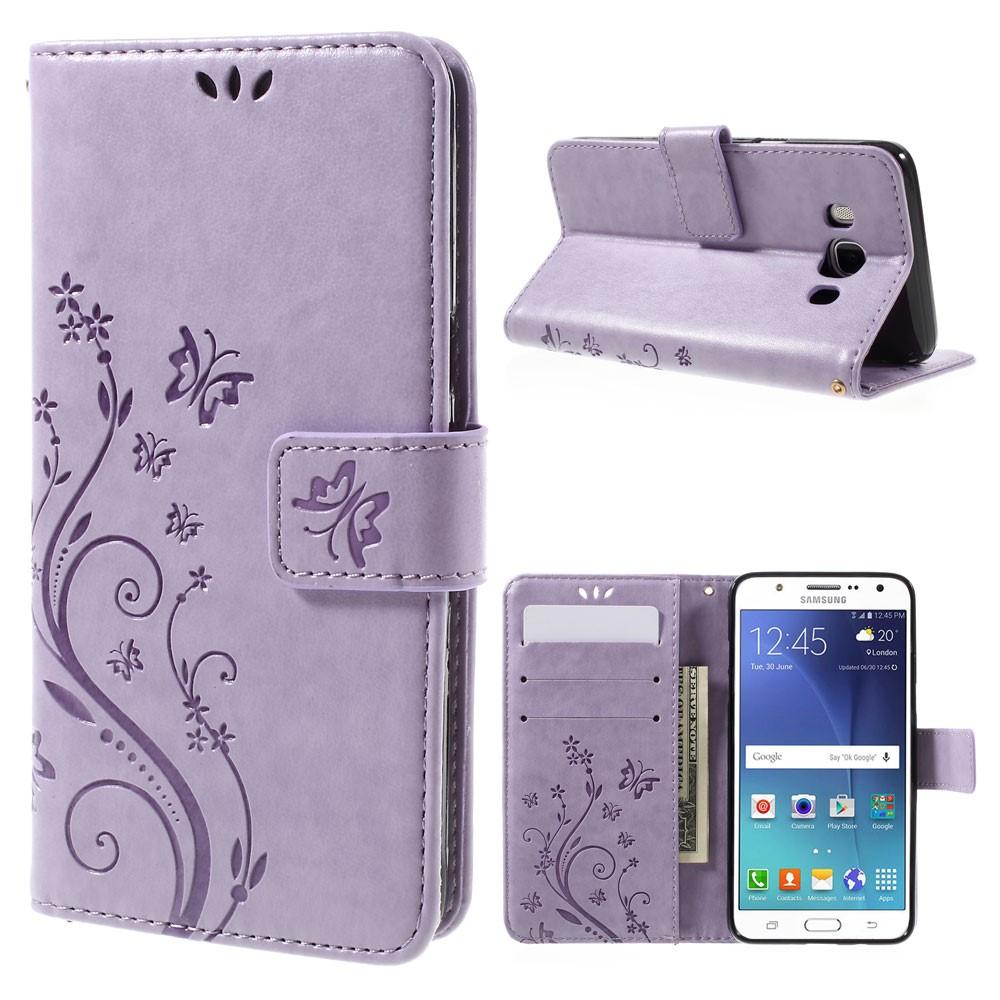 Läderfodral Fjärilar Samsung Galaxy J5 2016 Lila
