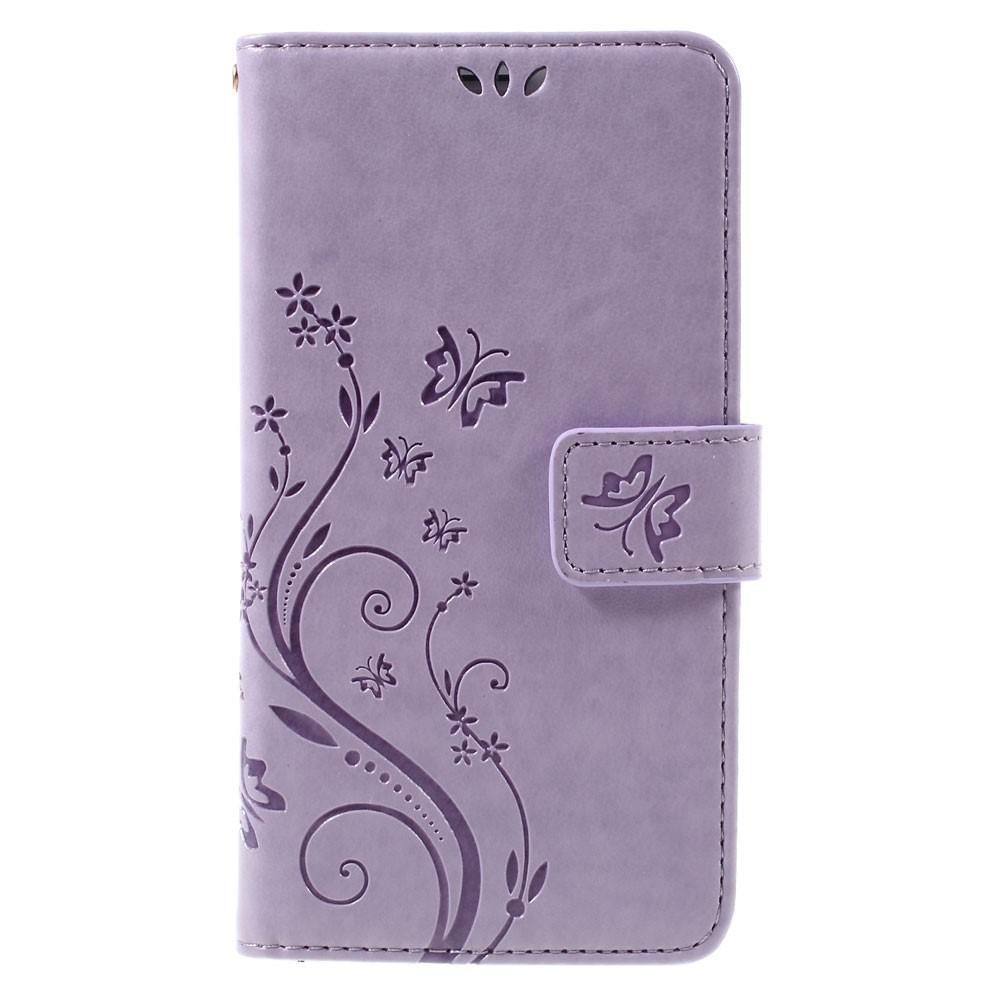 Läderfodral Fjärilar Samsung Galaxy J5 2016 Lila