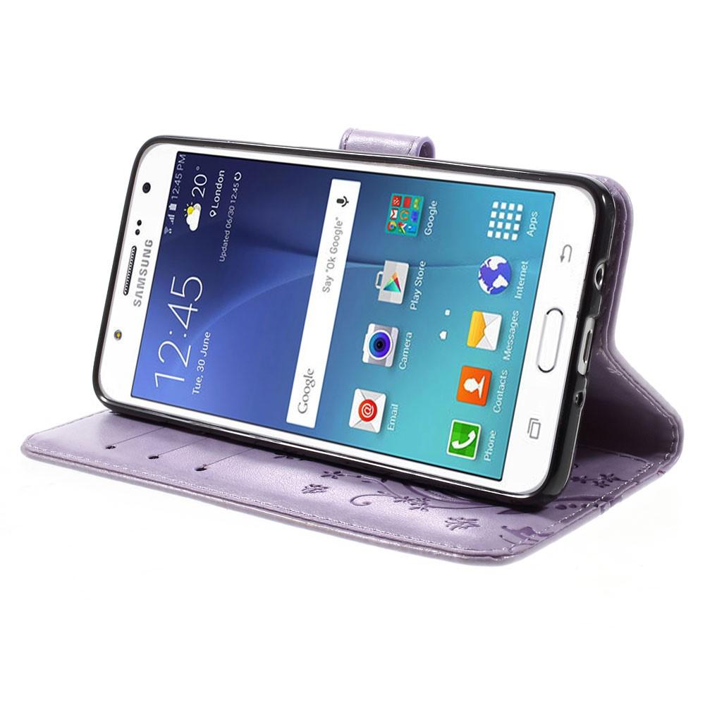 Läderfodral Fjärilar Samsung Galaxy J5 2016 Lila