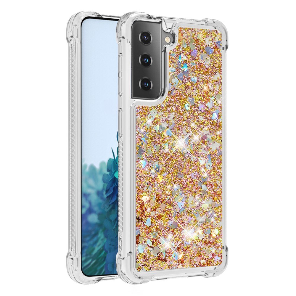 Glitter Powder TPU Case Samsung Galaxy S21 guld