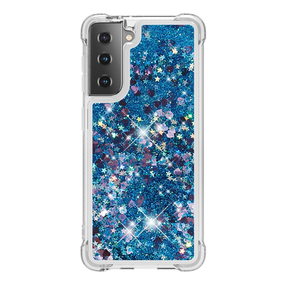 Glitter Powder TPU Case Samsung Galaxy S21 blå