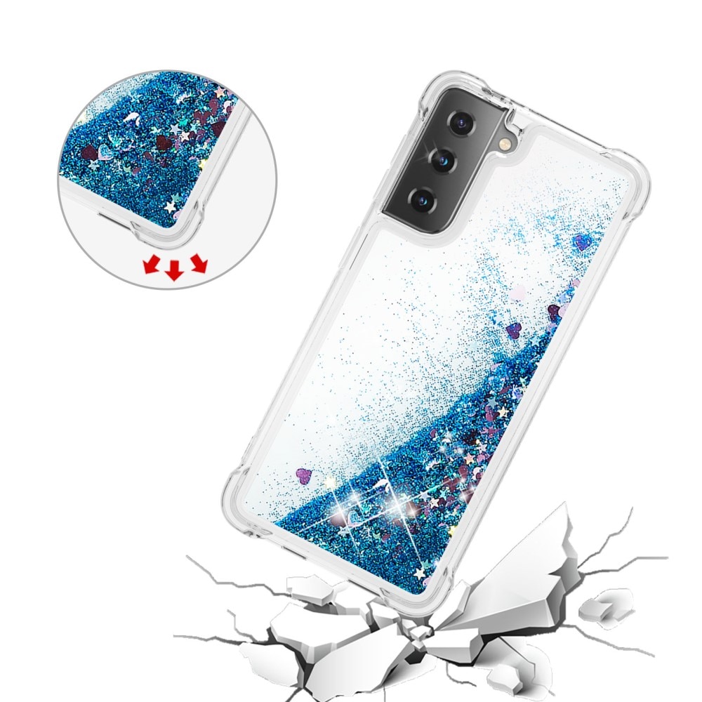 Glitter Powder TPU Case Samsung Galaxy S21 blå