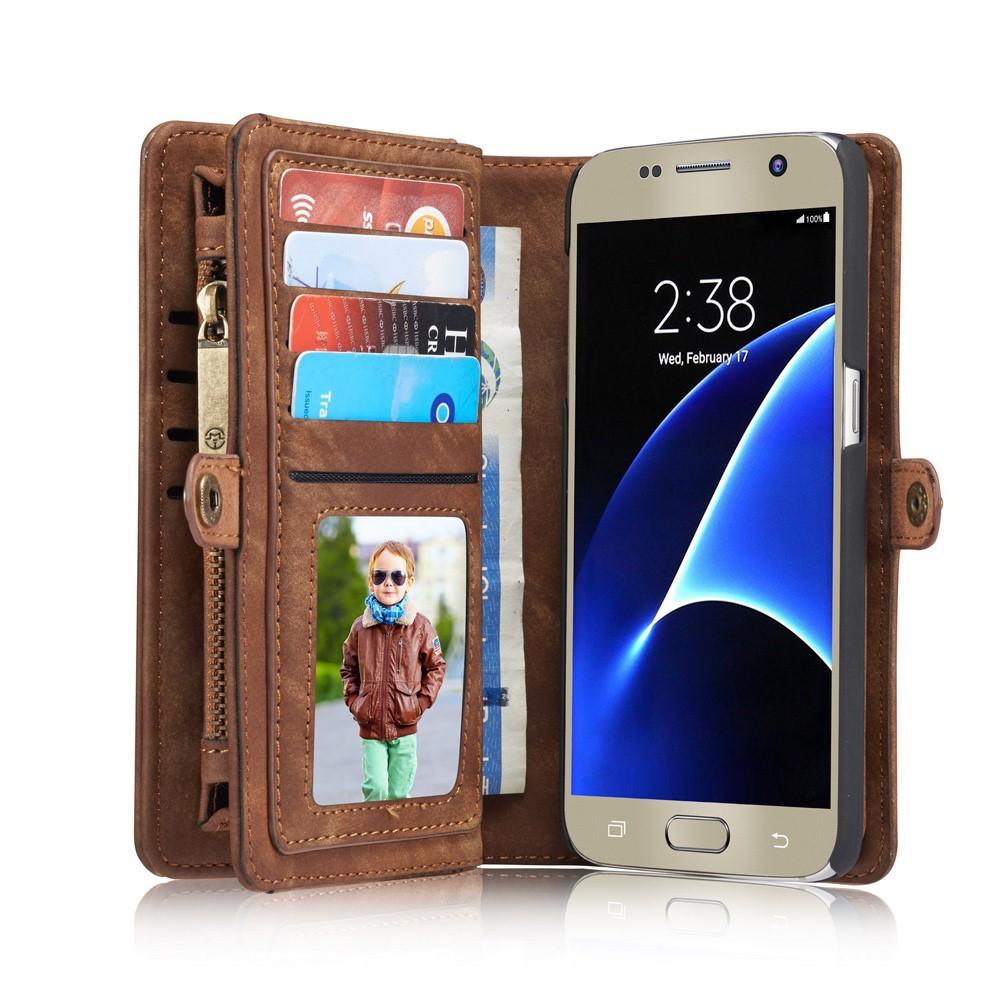 Multi-slot Plånboksfodral Samsung Galaxy S7 Brun