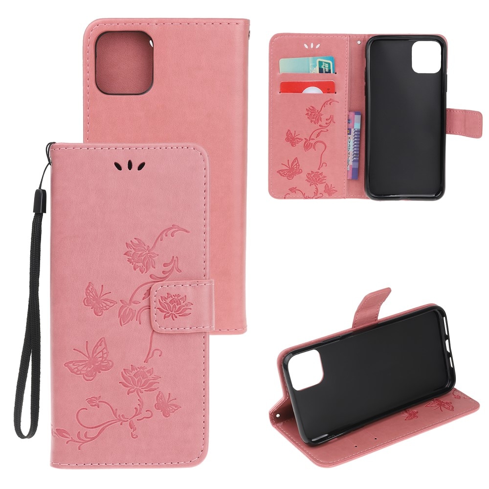 Läderfodral Fjärilar Samsung Galaxy A22 5G Rosa