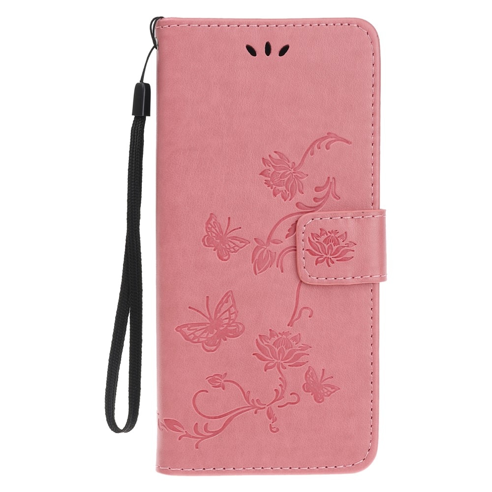 Läderfodral Fjärilar Samsung Galaxy A22 5G Rosa
