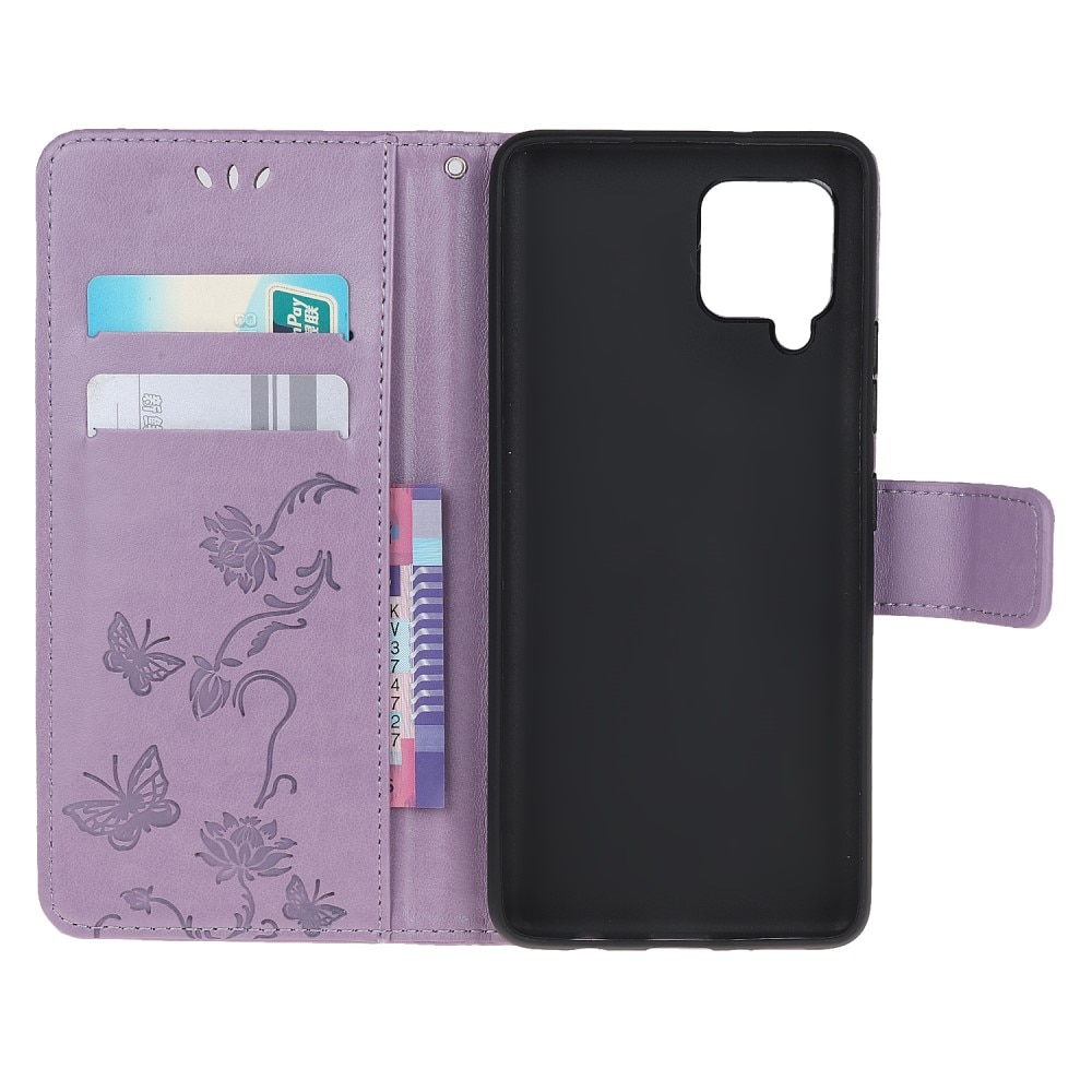 Läderfodral Fjärilar Samsung Galaxy A22 4G Lila