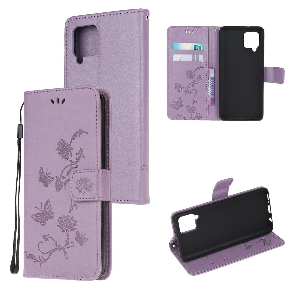 Läderfodral Fjärilar Samsung Galaxy A22 4G Lila