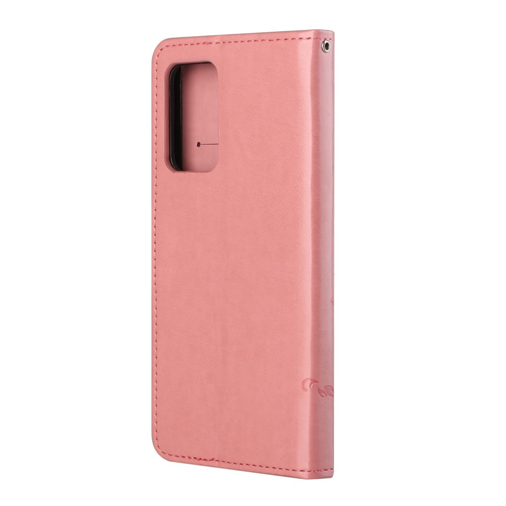 Läderfodral Fjärilar Samsung Galaxy A82 5G rosa