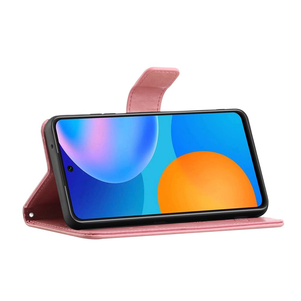 Läderfodral Fjärilar Samsung Galaxy A82 5G rosa