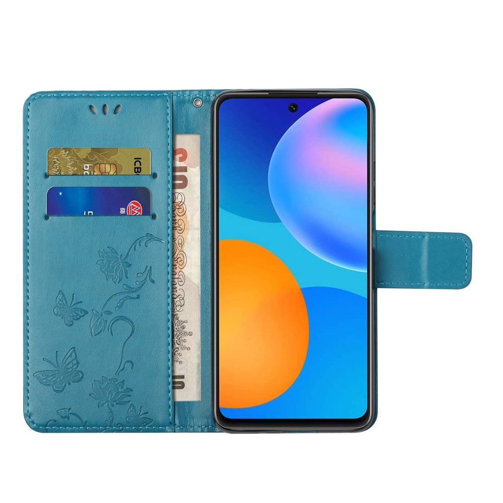 Läderfodral Fjärilar Samsung Galaxy A82 5G blå