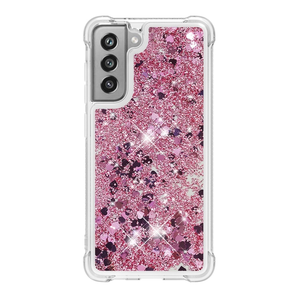 Glitter Powder TPU Skal Samsung Galaxy S21 FE rosa