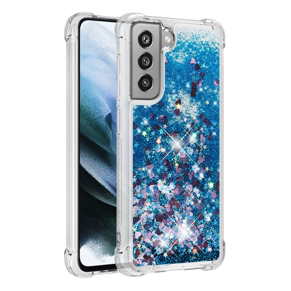 Glitter Powder TPU Case Galaxy S21 FE blå
