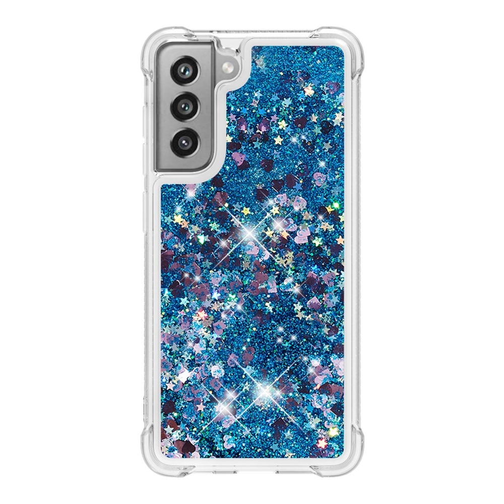 Glitter Powder TPU Case Galaxy S21 FE blå
