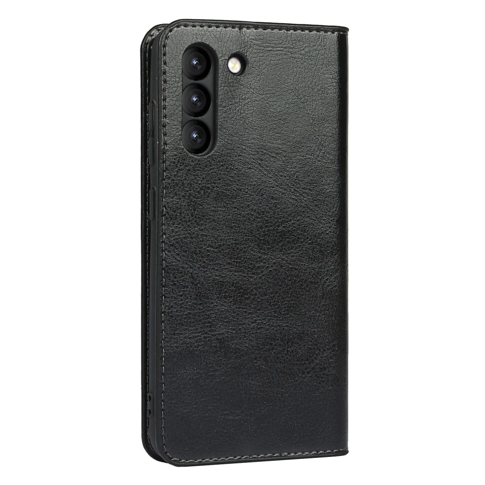 Mobilfodral Äkta Läder Samsung Galaxy S21 FE svart