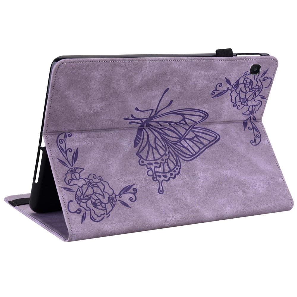 Läderfodral Fjärilar Samsung Galaxy Tab S6 Lite 10.4 lila