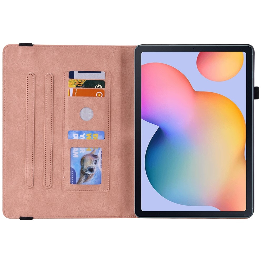 Läderfodral Fjärilar Samsung Galaxy Tab S6 Lite 10.4 rosa