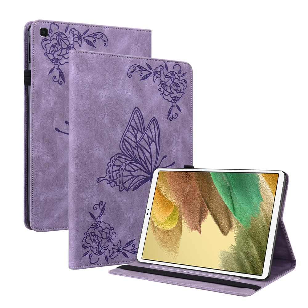 Läderfodral Fjärilar Samsung Galaxy Tab A7 Lite lila