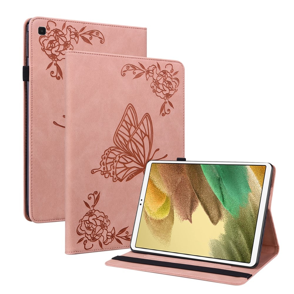 Läderfodral Fjärilar Samsung Galaxy Tab A7 Lite rosa