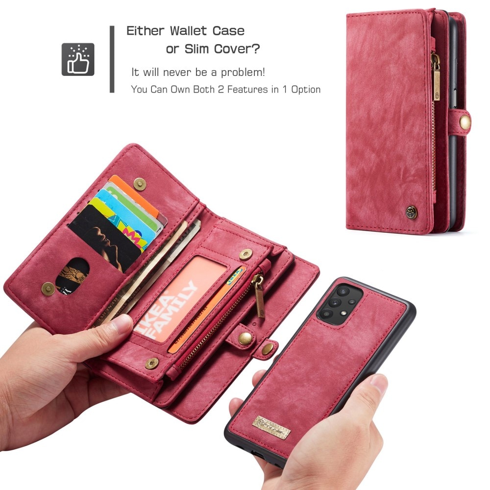 Multi-slot Plånboksfodral Samsung Galaxy A32 5G röd