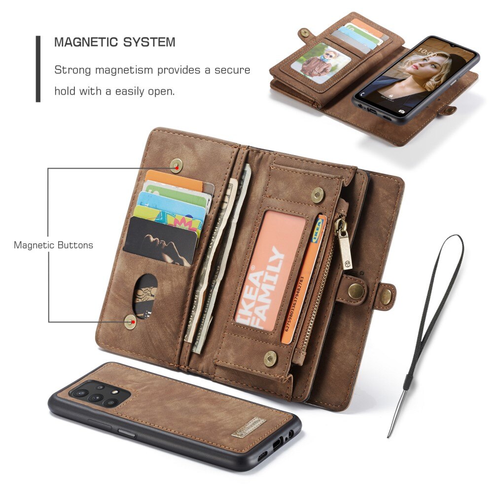 Multi-slot Plånboksfodral Samsung Galaxy A32 5G Brun