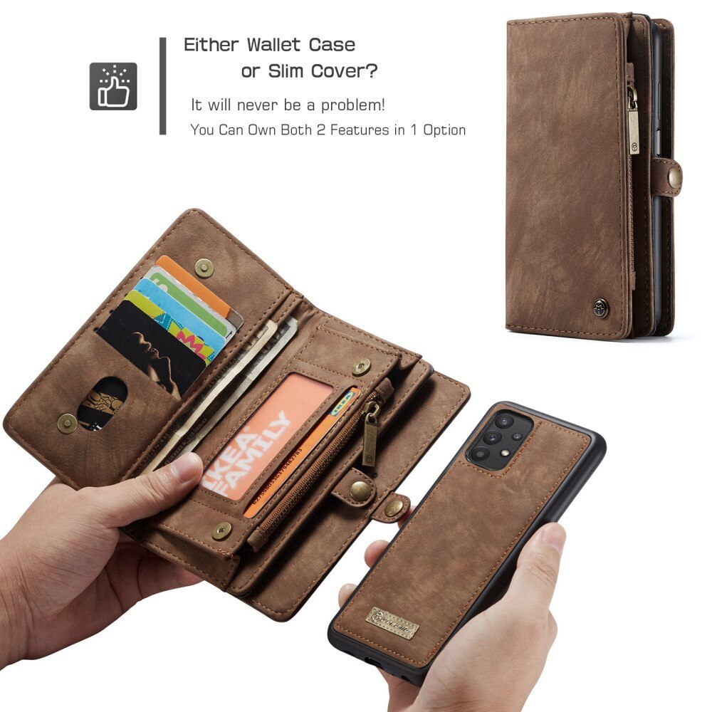 Multi-slot Plånboksfodral Samsung Galaxy A32 5G Brun
