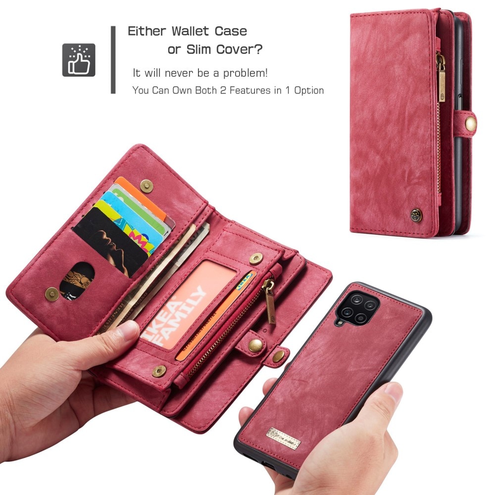 Multi-slot Plånboksfodral Samsung Galaxy A12 röd