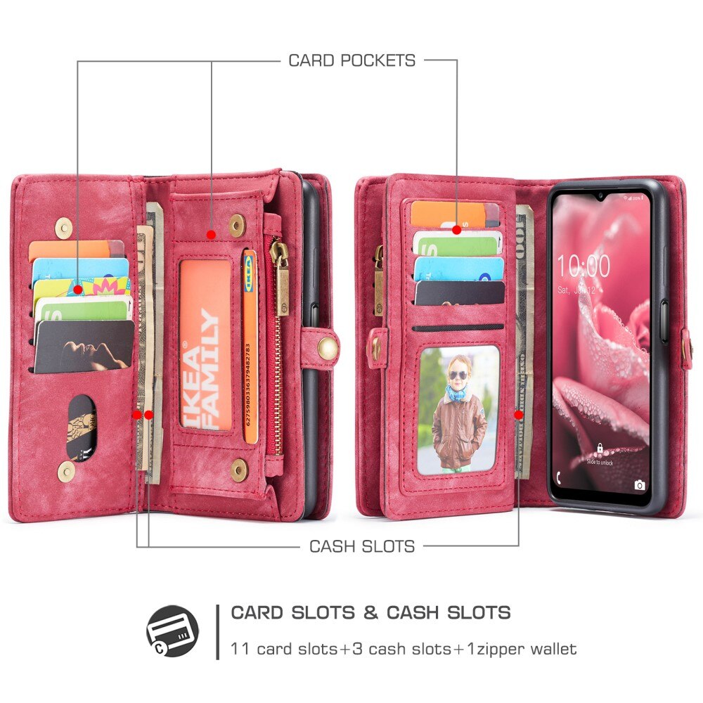 Multi-slot Plånboksfodral Samsung Galaxy A12 5G Röd