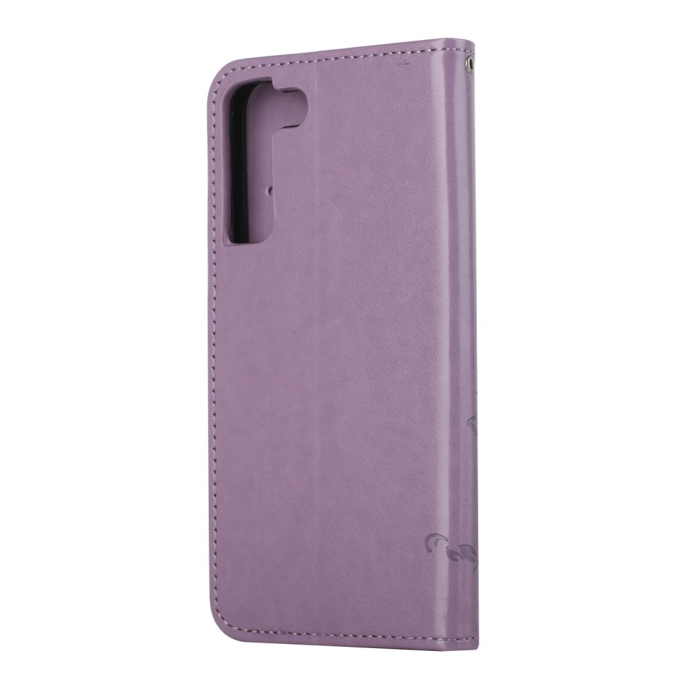 Läderfodral Fjärilar Samsung Galaxy S22 Plus Lila
