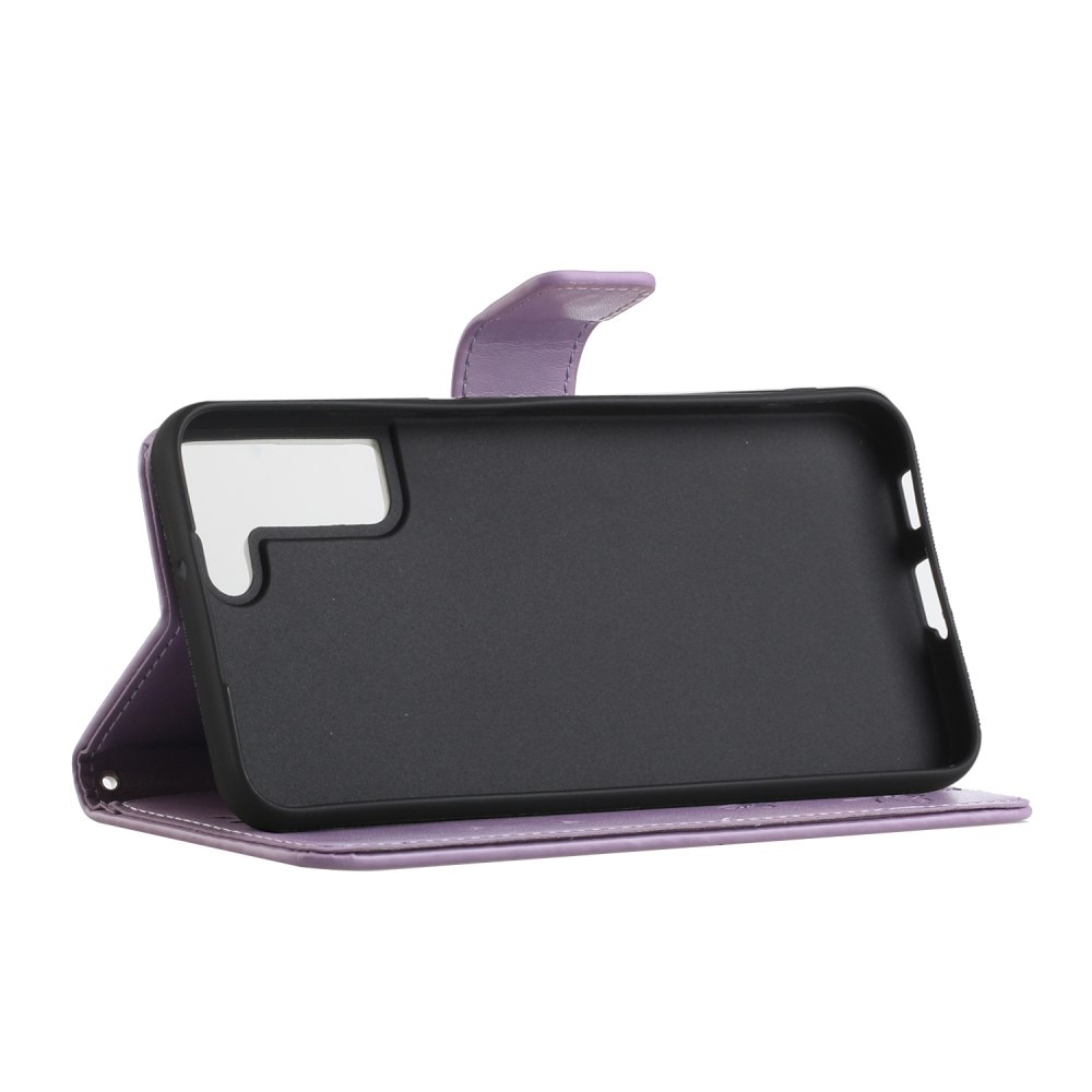 Läderfodral Fjärilar Samsung Galaxy S22 Plus Lila