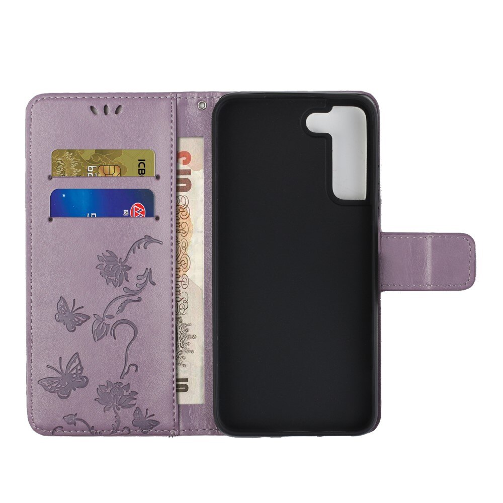 Läderfodral Fjärilar Samsung Galaxy S22 Plus Lila
