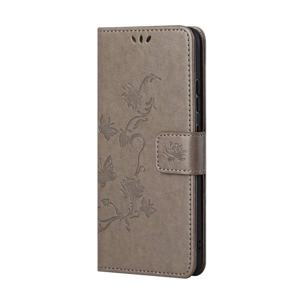 Läderfodral Fjärilar Samsung Galaxy S22 Plus Grå