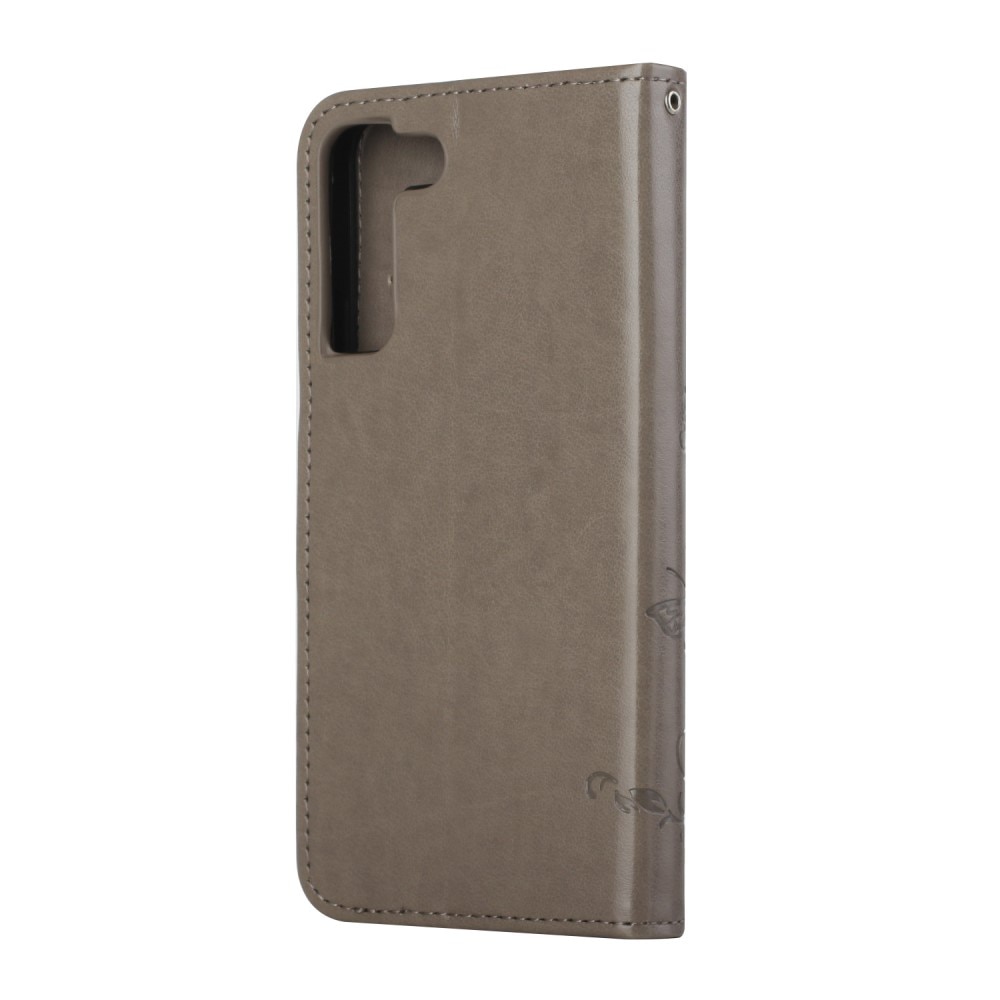 Läderfodral Fjärilar Samsung Galaxy S22 Plus Grå
