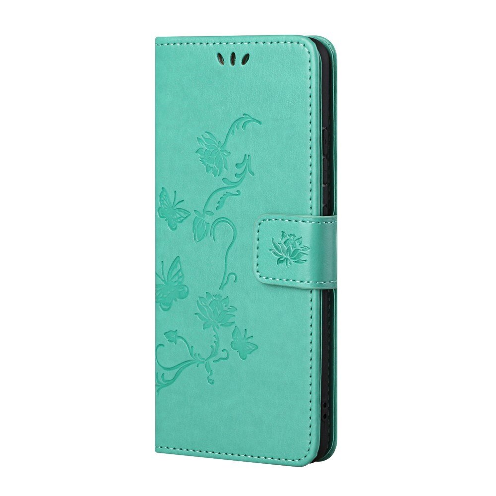 Läderfodral Fjärilar Samsung Galaxy S22 Plus Grön