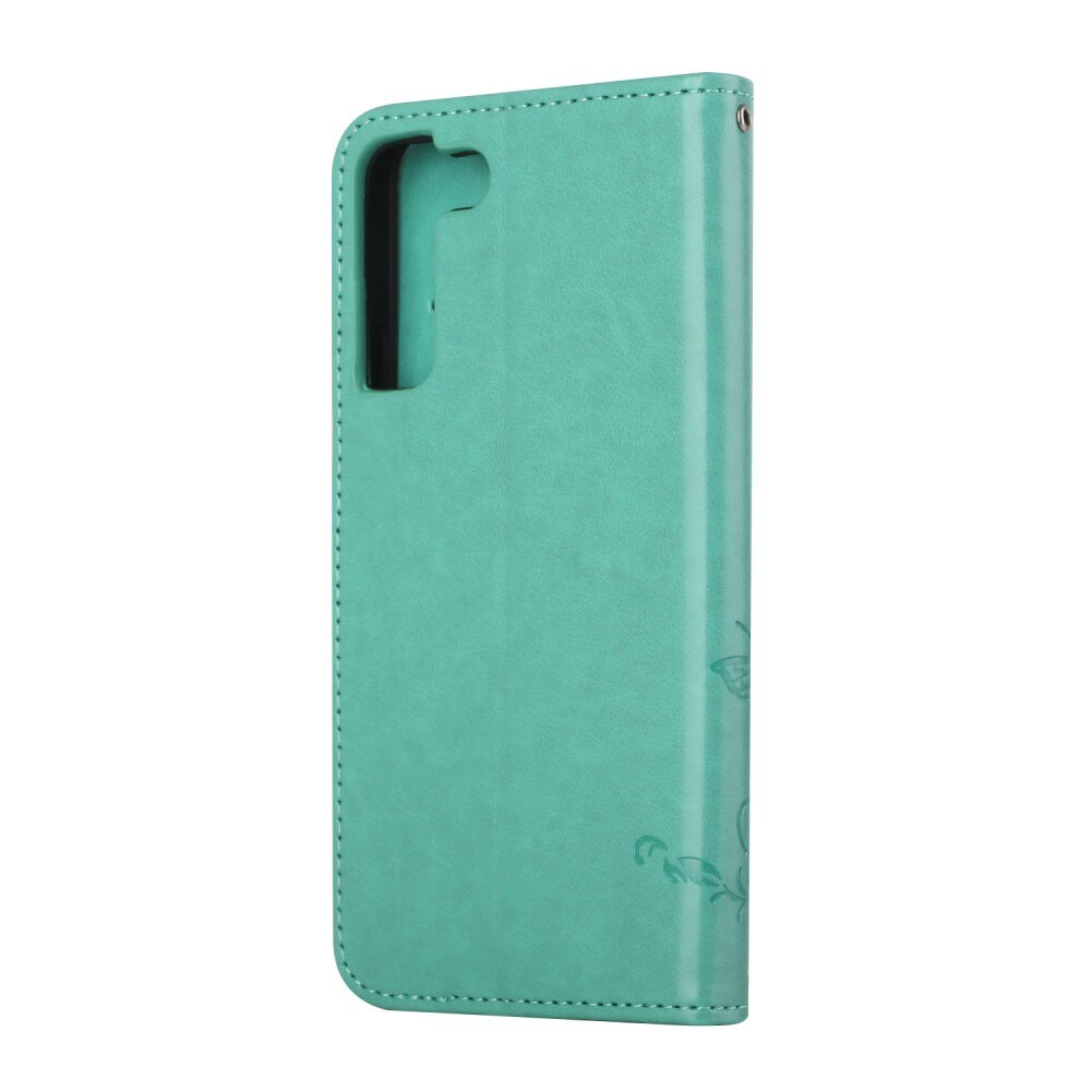 Läderfodral Fjärilar Samsung Galaxy S22 Plus Grön